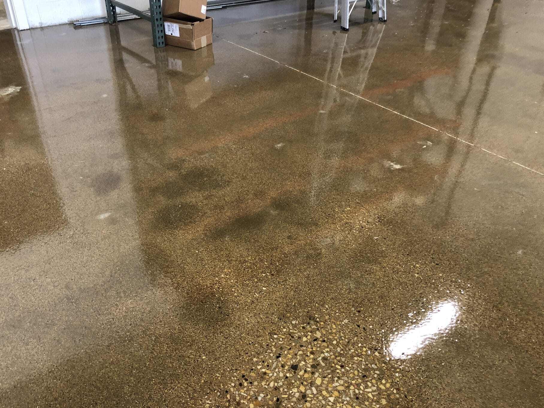 Grind and seal floor with color stain in a warehouse
