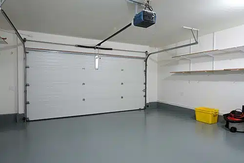 Gray solid color epoxy garage floor