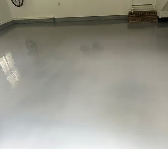 Silver solid color epoxy garage floor